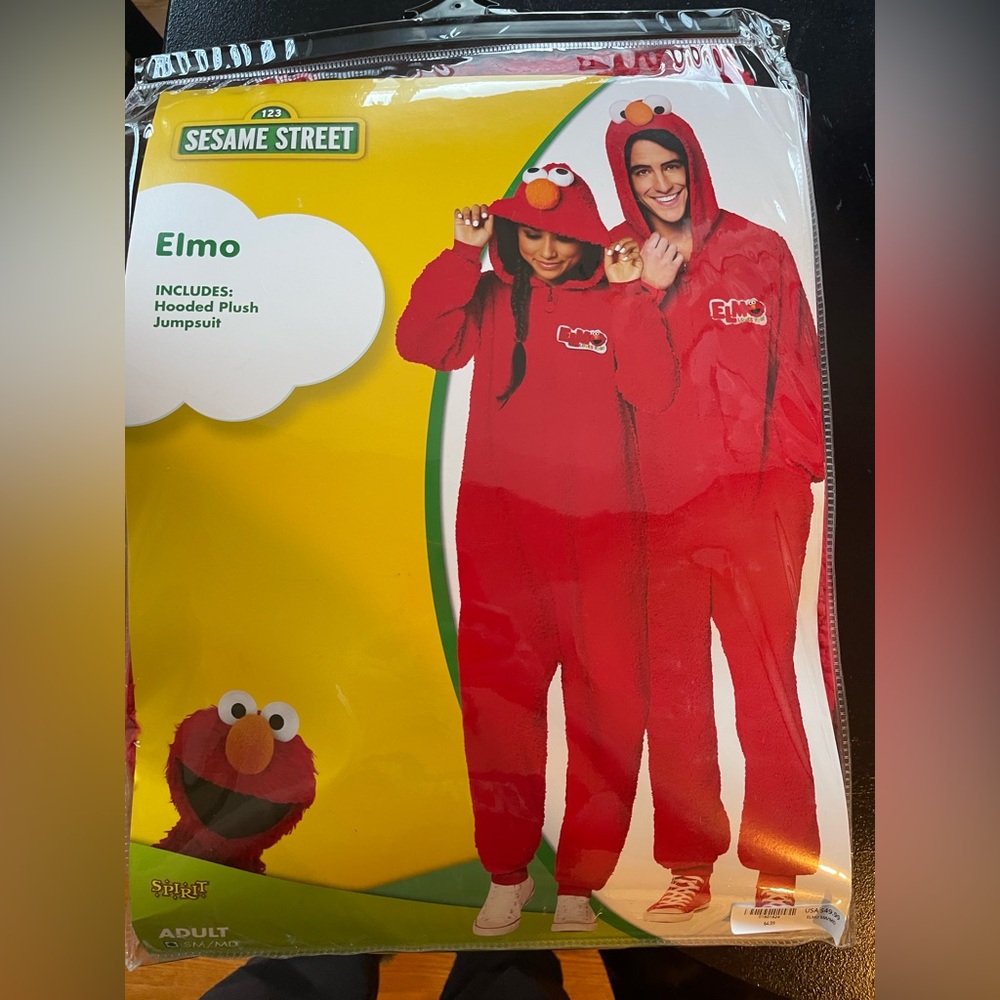 Brand new Elmo onesie costume- size sm/med (adult)